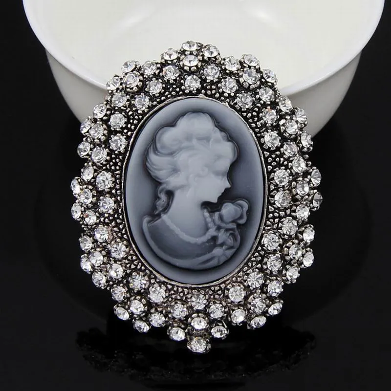 Antique Silver Plated Vintage Brooch Pins With Rhinestones Fashionable  Female Jewelry Queen Florenza Cameo Brooch For Women Perfect Christmas Gift  DHH093 From Mina8868, $1.52